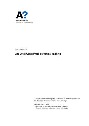 Life Cycle Assessment on Vertical Farming