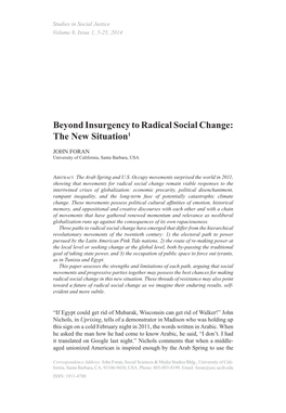 Beyond Insurgency to Radical Social Change: the New Situation1