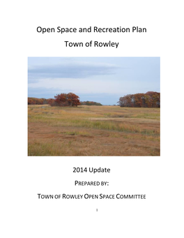 Open Space and Recreation Plan Town of Rowley