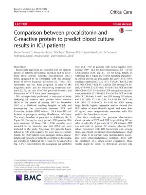 Comparison Between Procalcitonin and C-Reactive Protein to Predict