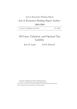 Of Coase, Calabresi, and Optimal Tax Liability