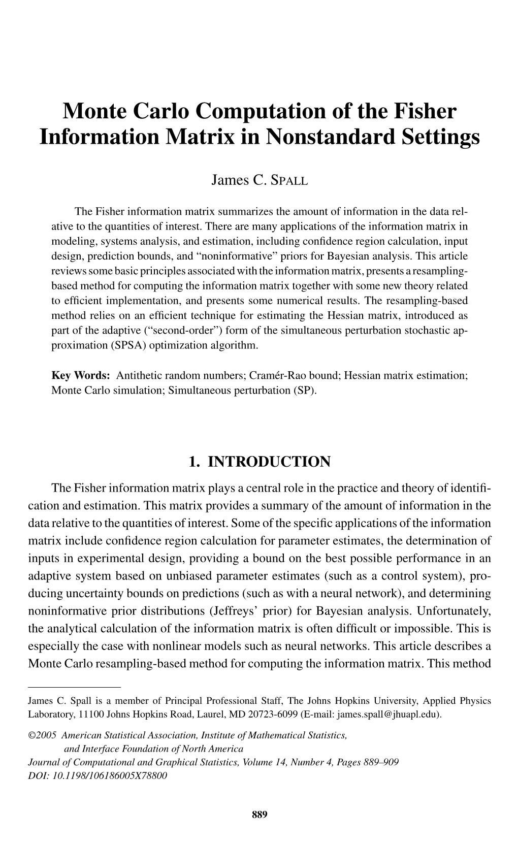 Monte Carlo Computation of the Fisher Information Matrix in Nonstandard Settings