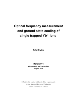 Optical Frequency Measurement and Ground State Cooling of Single Trapped Yb+ Ions