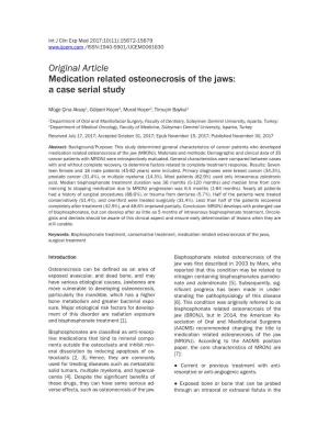 Original Article Medication Related Osteonecrosis of the Jaws: a Case Serial Study