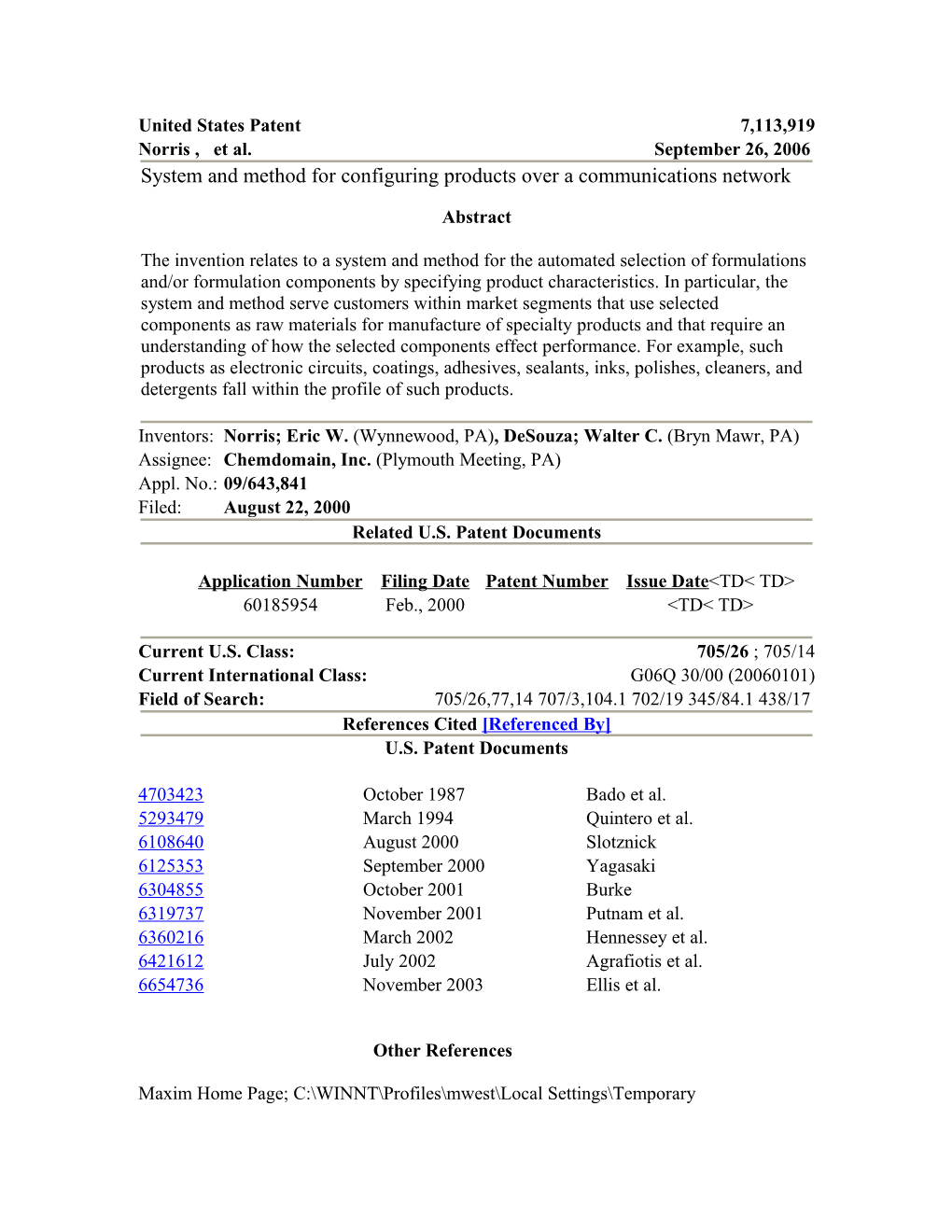 United States Patent