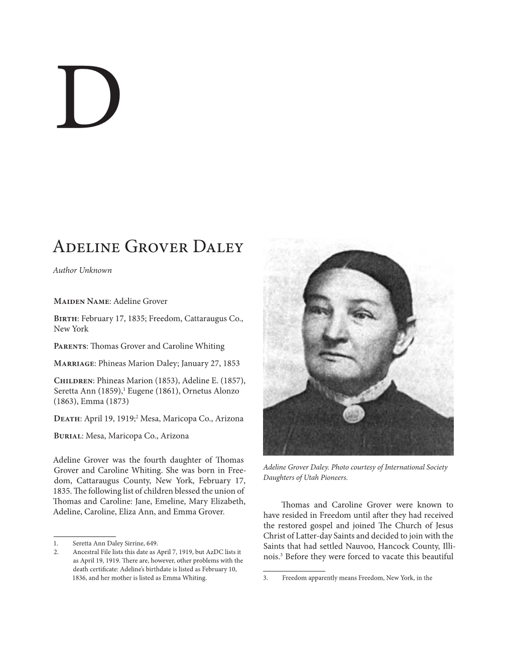 Adeline Grover Daley Author Unknown