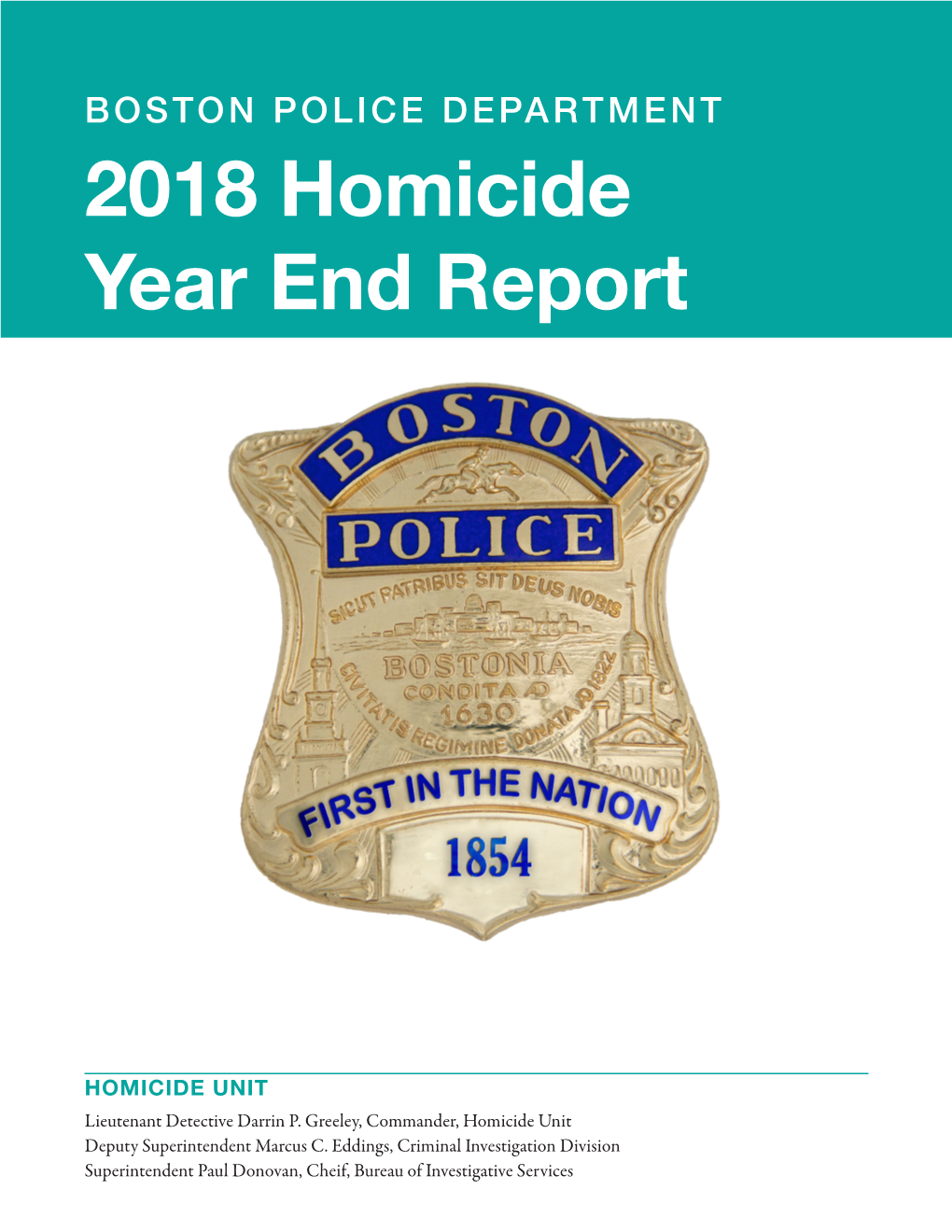 2018 Homicide Year End Report