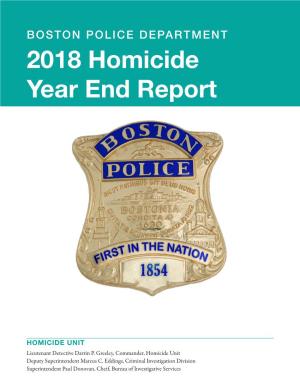 2018 Homicide Year End Report