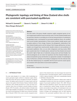 Phylogenetic Topology and Timing of New Zealand Olive Shells Are Consistent with Punctuated Equilibrium