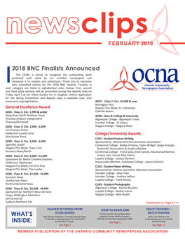 WHAT's INSIDE: 2018 BNC Finalists Announced