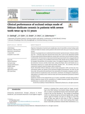 Clinical Performance of Occlusal Onlays Made of Lithium Disilicate