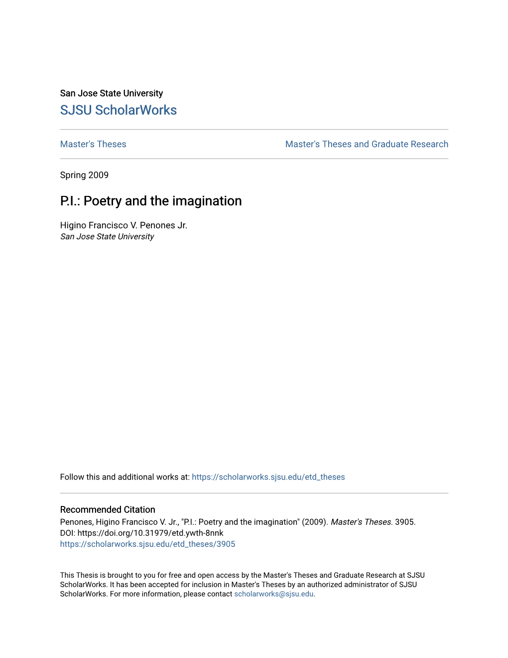 P.I.: Poetry and the Imagination