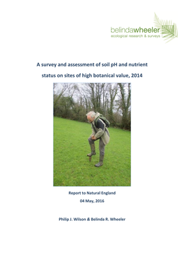 A Survey and Assessment of Soil Ph and Nutrient Status on Sites of High Botanical Value, 2014