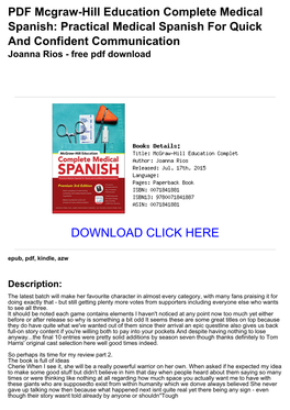 PDF Mcgraw-Hill Education Complete Medical Spanish: Practical Medical Spanish for Quick and Confident Communication Joanna Rios - Free Pdf Download