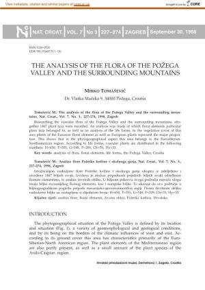 The Analysis of the Flora of the Po@Ega Valley and the Surrounding Mountains