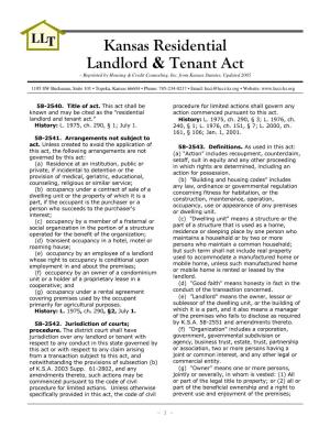 Kansas Residential Landlord & Tenant