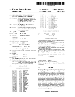 (12) United States Patent (10) Patent No.: US 9,074,015 B2 Lancaster Et Al