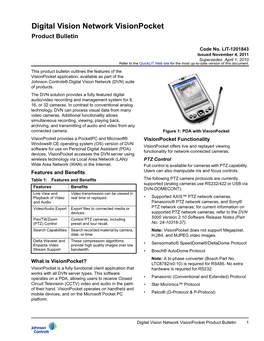 Digital Vision Network Visionpocket Product Bulletin