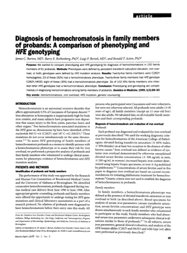 Diagnosis of Hemochromatosis in Family Members of Probands: a Comparison of Phenotyping And