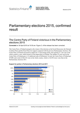 Parliamentary Elections 2015, Confirmed Result
