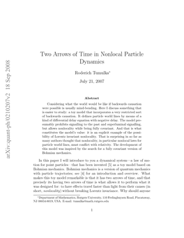 Two Arrows of Time in Nonlocal Particle Dynamics
