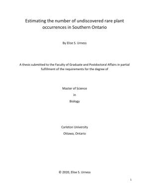 Estimating the Number of Undiscovered Rare Plant Occurrences in Southern Ontario