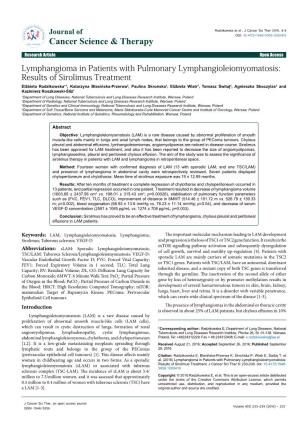 Lymphangioma in Patients with Pulmonary