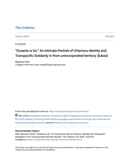 Oceania Is Us:” an Intimate Portrait of Chamoru Identity and Transpacific Solidarity in from Unincorporated Territory: [Lukao]