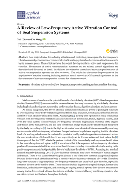 A Review of Low-Frequency Active Vibration Control of Seat Suspension Systems