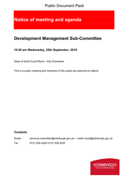 (Public Pack)Agenda Document for Development Management Sub-Committee, 25/09/2019 10:00