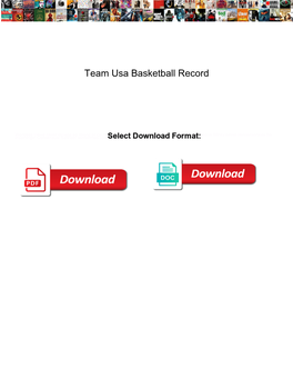 Team Usa Basketball Record