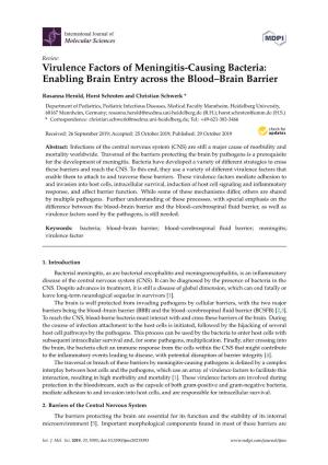 Virulence Factors of Meningitis-Causing Bacteria: Enabling Brain Entry Across the Blood–Brain Barrier