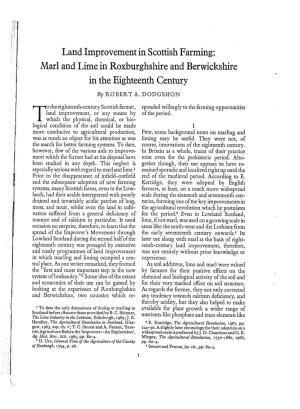Land Improvement in Scottish Farming: Marl and Lime in Roxburghshire and Berwickshire in the Eighteenth Century