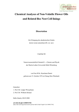 Chemical Analyses of Non-Volatile Flower Oils and Related Bee Nest Cell Linings