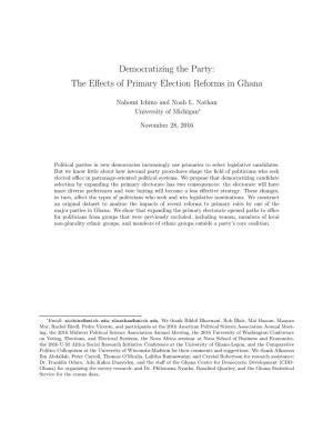 Democratizing the Party: the Effects of Primary Election Reforms in Ghana