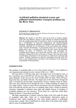 Accidental Pollution Simulated System and Pollutant Traesboundary Transport Problems for the River Tura