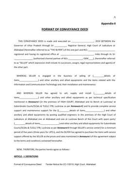 Format of Conveyance Deed