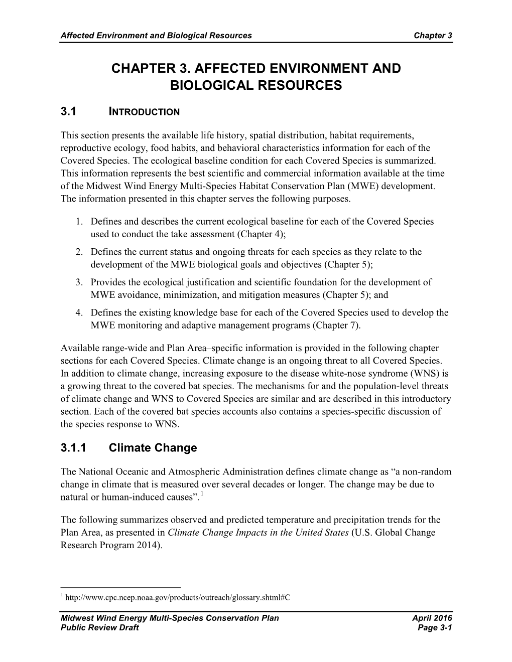 MWE Multi-Species Conservation Plan