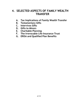 4. Selected Aspects of Family Wealth Transfer