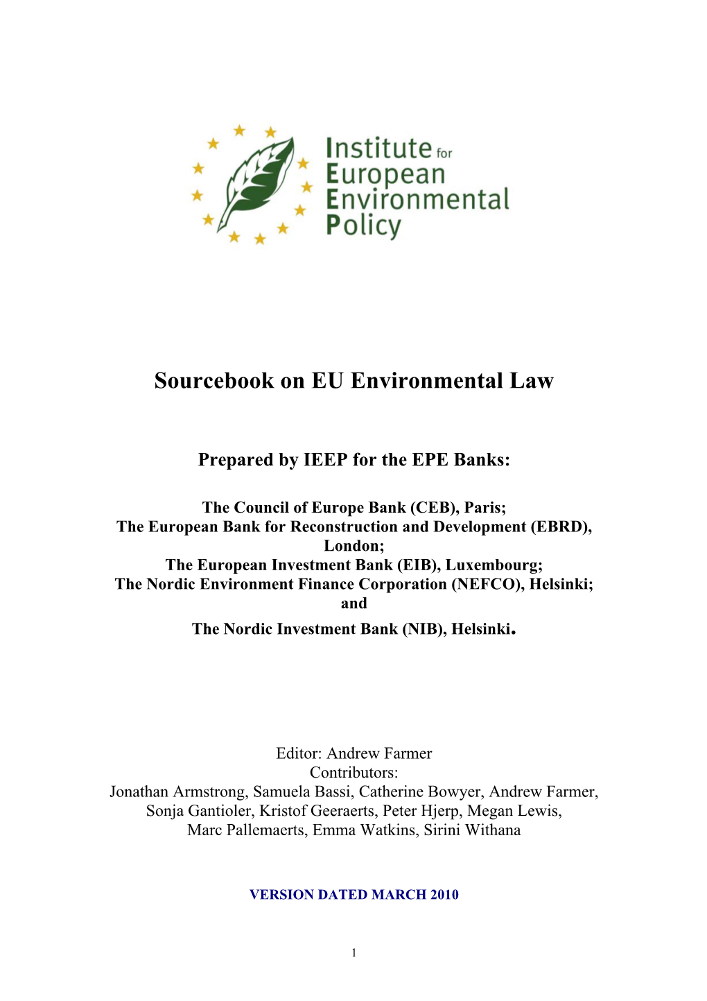 Sourcebook on EU Environmental Law