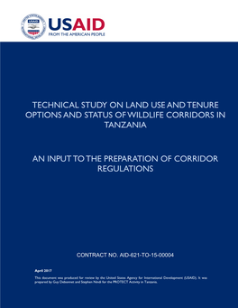 Technical Study on Land Use and Tenure Options and Status Wildlife