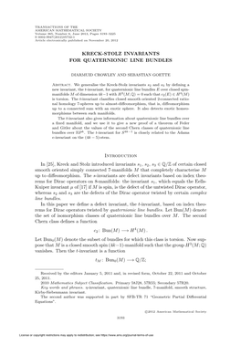Kreck-Stolz Invariants for Quaternionic Line Bundles