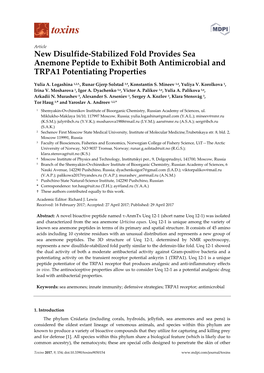 New Disulfide-Stabilized Fold Provides Sea Anemone Peptide to Exhibit Both Antimicrobial and TRPA1 Potentiating Properties