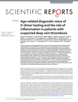 Age-Related Diagnostic Value of D-Dimer Testing and the Role of Inflammation in Patients with Suspected Deep Vein Thrombosis