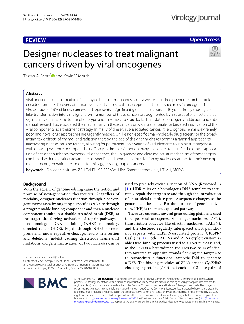 Designer Nucleases to Treat Malignant Cancers Driven by Viral Oncogenes Tristan A