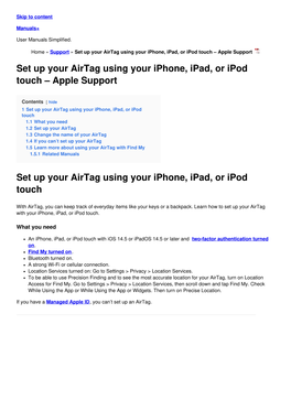 Set up Your Airtag Using Your Iphone, Ipad, Or Ipod Touch – Apple Support