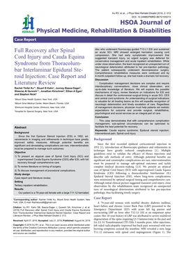 Full Recovery After Spinal Cord Injury and Cauda Equina Syndrome from Thoracolumbar Interlaminar Epidural Steroid Injection