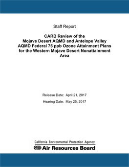 Staff Report CARB Review of the Mojave Desert AQMD and Antelope