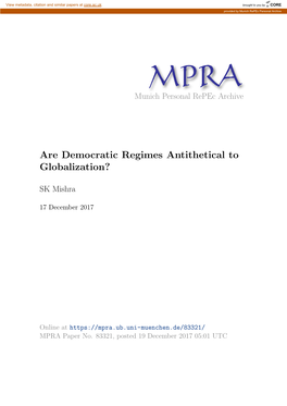 Are Democratic Regimes Antithetical to Globalization?