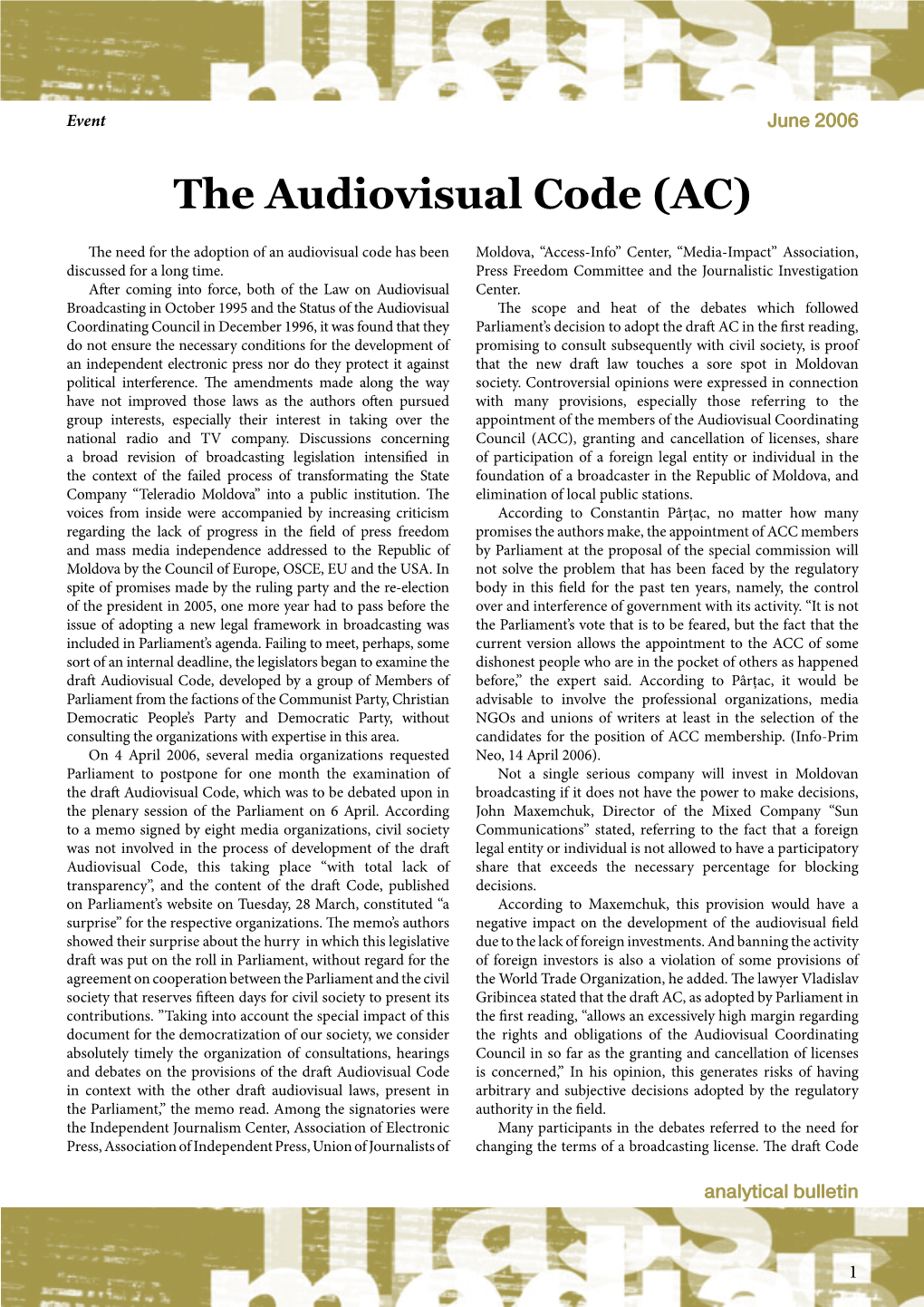 The Audiovisual Code (AC)